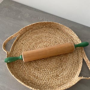 Vintage Wooden Rolling pin with green painted handles