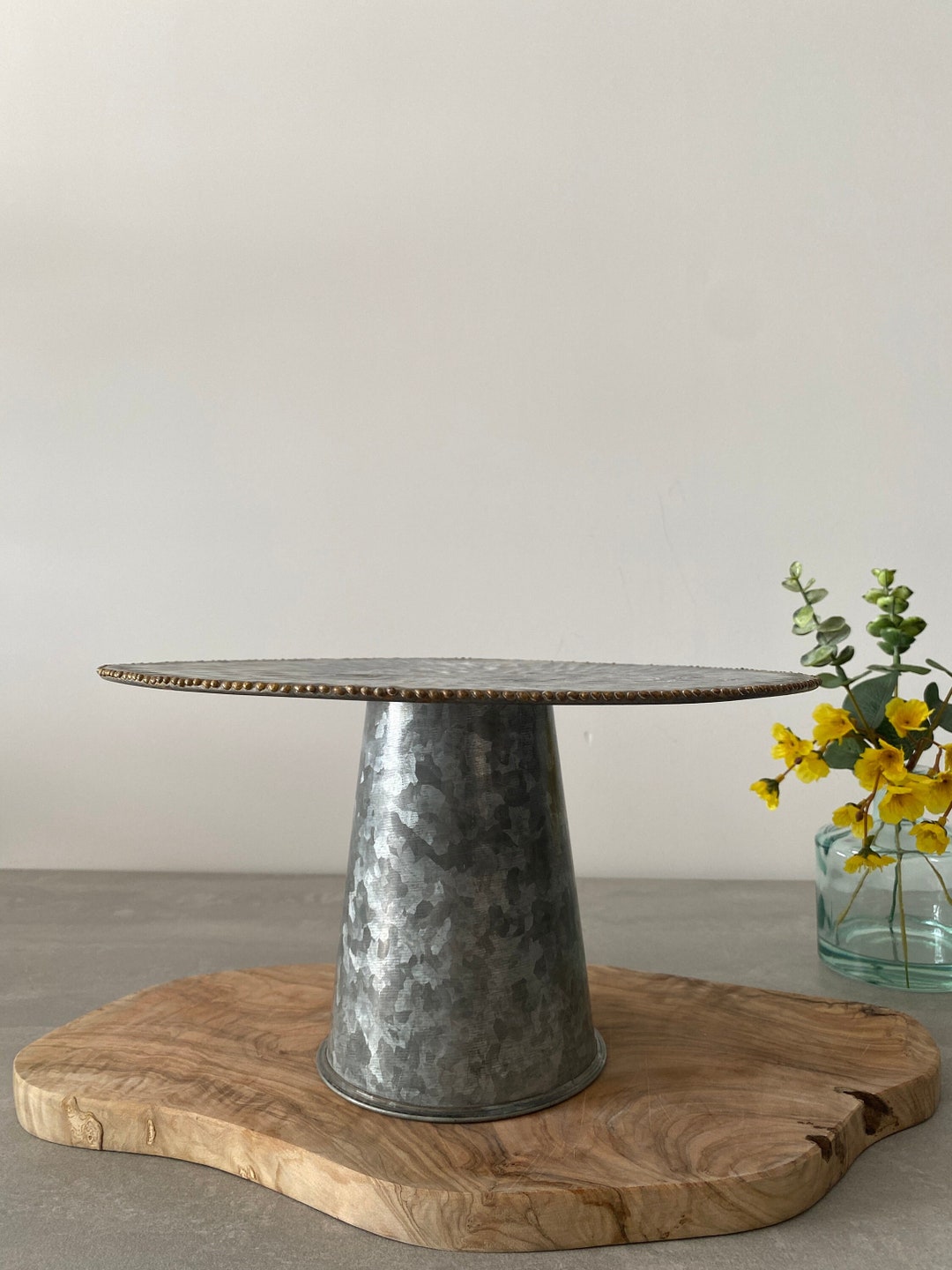 Galvanized Metal Cake Pedestal stand Farmhouse Rustic Decor Etsy Canada