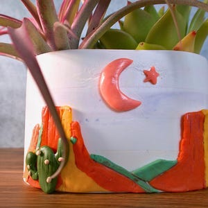 Desert Night Planter with Drainage Hole | Handmade Southwest Succulent Pot