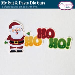 Santa Scrapbooking Die Cut, Christmas die cuts, Ho Ho Ho Scrapbook Title, Layered paper piecing for scrapbooks, Santa Claus photos, party,