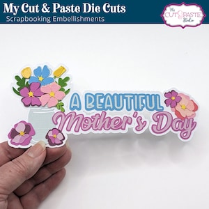 Mother&#39;s Day Scrapbooking Die Cut Title, Mothers Scrapbook Embellishment, Layered paper piecing for scrapbooks, Mother Day Celebration