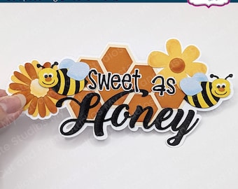 Sweet as Honey Scrapbook Title: Layered Bees & Flowers Die Cut