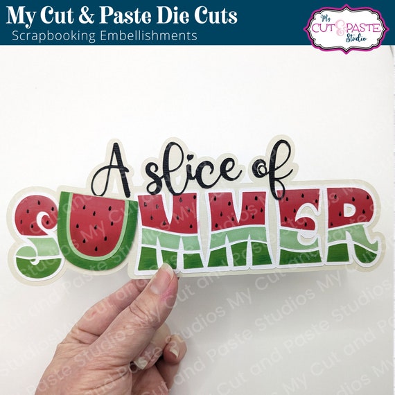 Watermelon Summer Scrapbook Title: Layered Paper Piecing Die Cut