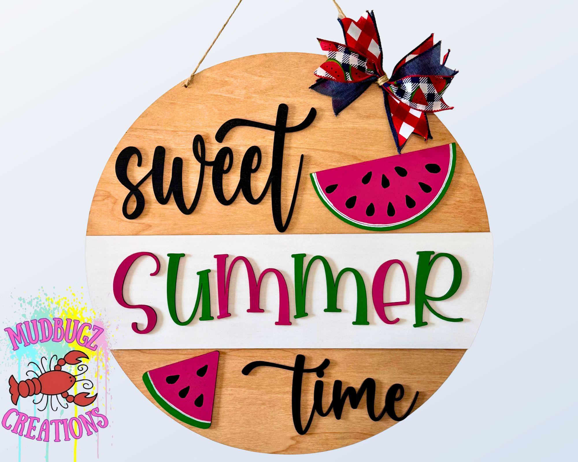 Sweet Summertime Watermelon Summer Laser Cut 3D Wood Round Door Hanger ...