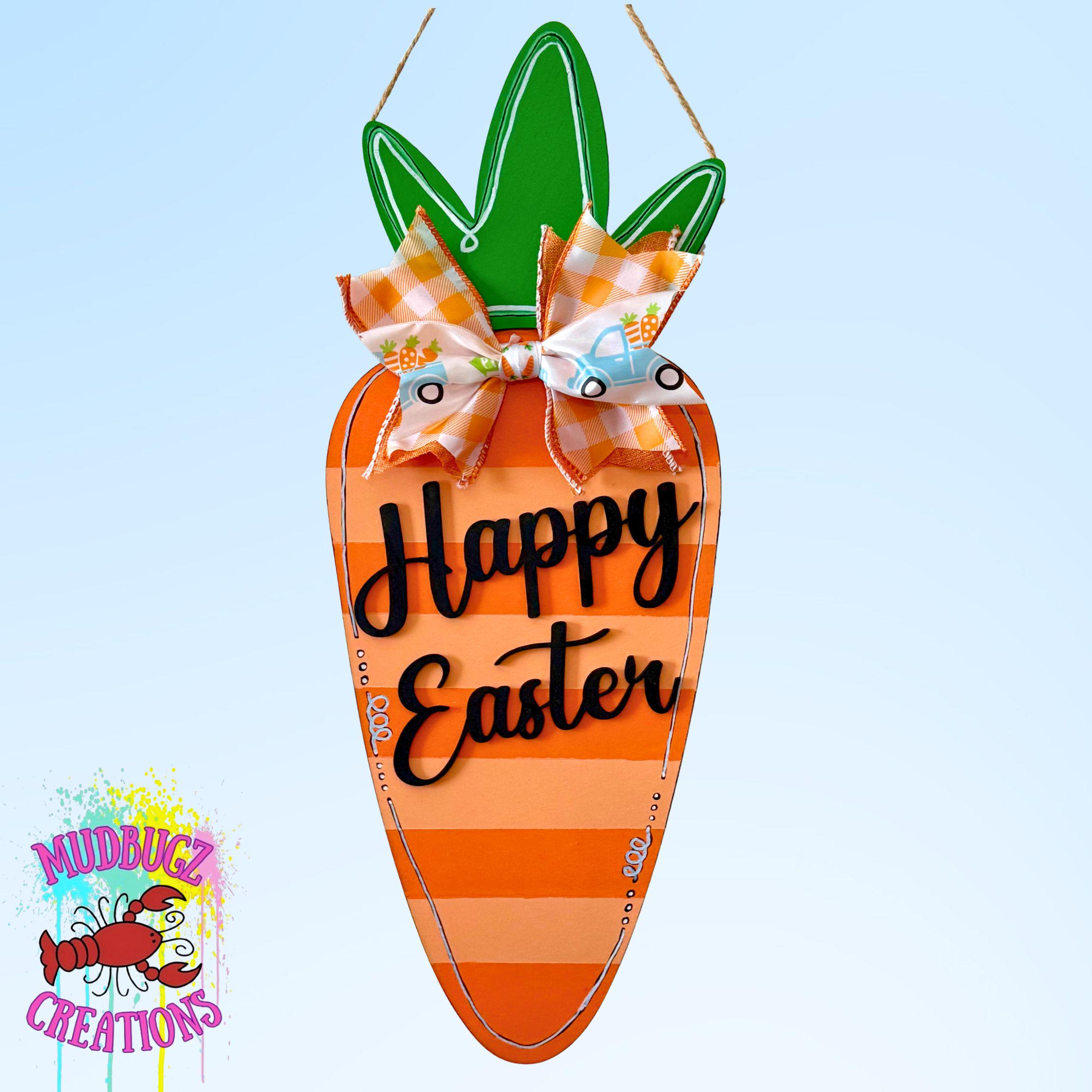 Happy Easter Stripe Carrot Laser Cut Wood Door Hanger Door Sign - Etsy
