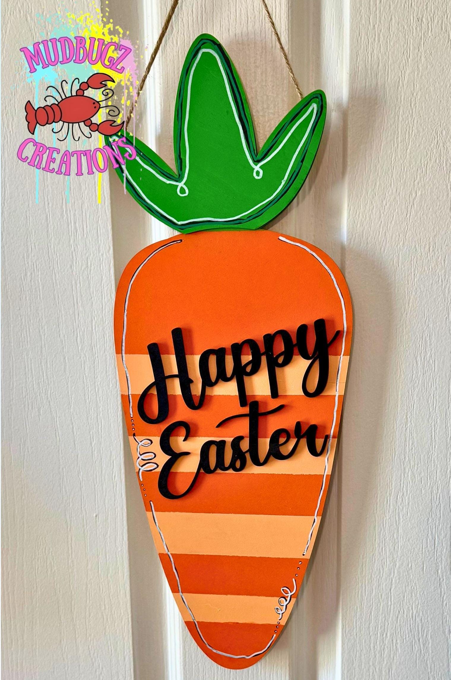 Happy Easter Stripe Carrot Laser Cut Wood Door Hanger Door Sign - Etsy