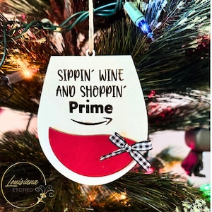 Christmas Wine Funny Ornament Humorous Laser Engraved Wood Ornaments