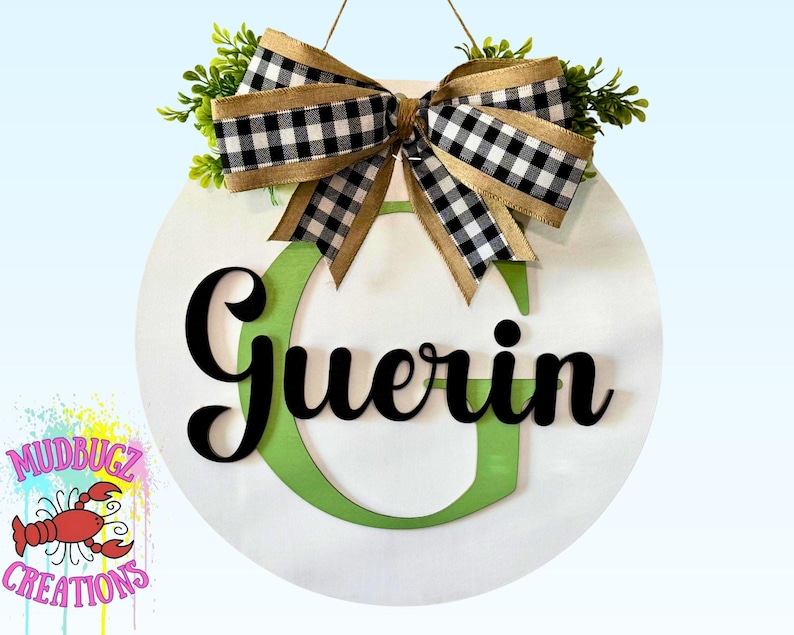 Monogram Letter Laser Cut Wood Round Door Hanger Door Sign - Etsy