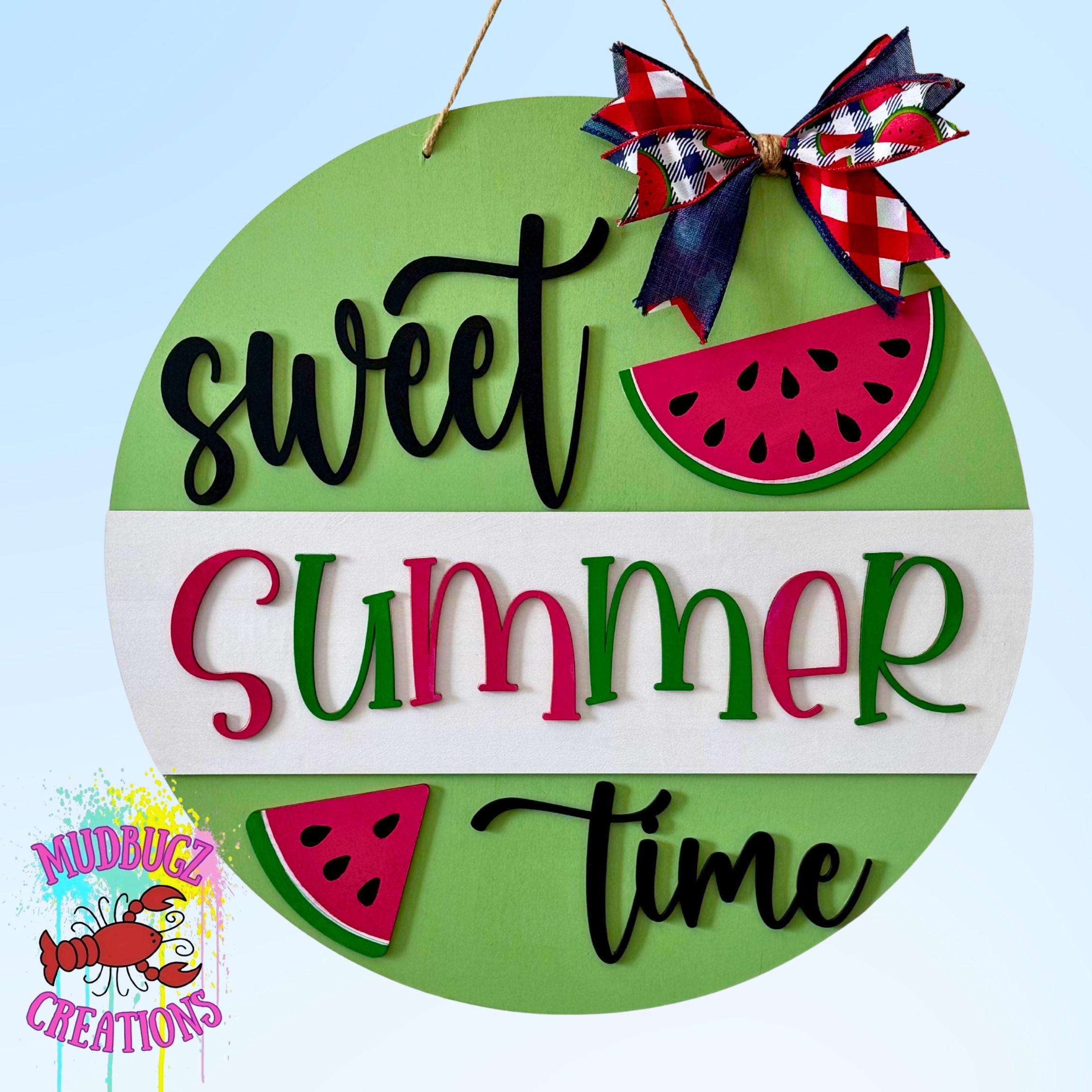 Sweet Summertime Watermelon Summer Laser Cut 3D Wood Round Door Hanger ...