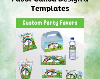 Cocomelon Bundle Party Favor Canva Design & Templates (7 editable templates and designs)