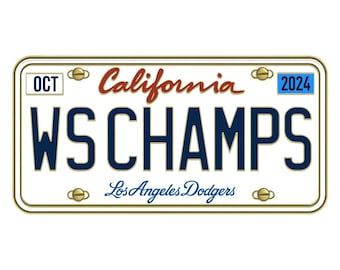 WS Champs License Plate Sticker Dodgers World Series Champions 2024