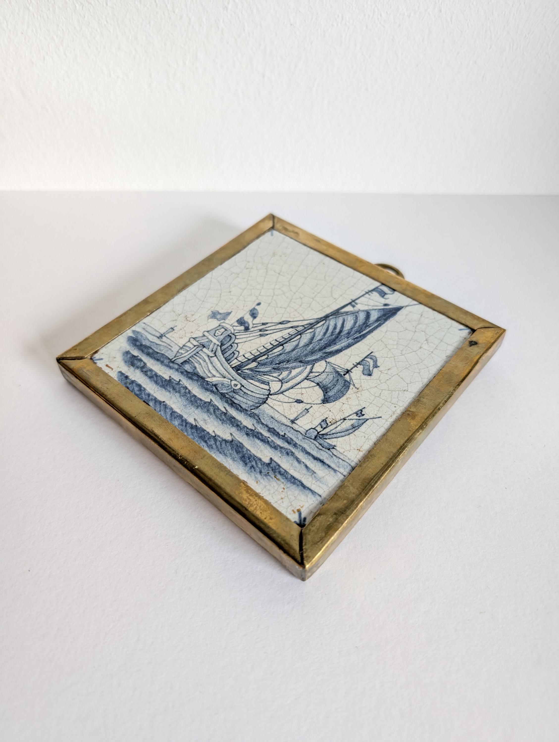 Delft Sailing Ship Tile: Blue and White Ceramic Wall Art - Etsy