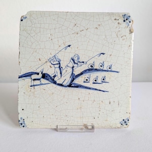 Nice 17th century Shepherd with dog tile blue and white delft wall tiles antique delftware kitchen tiles