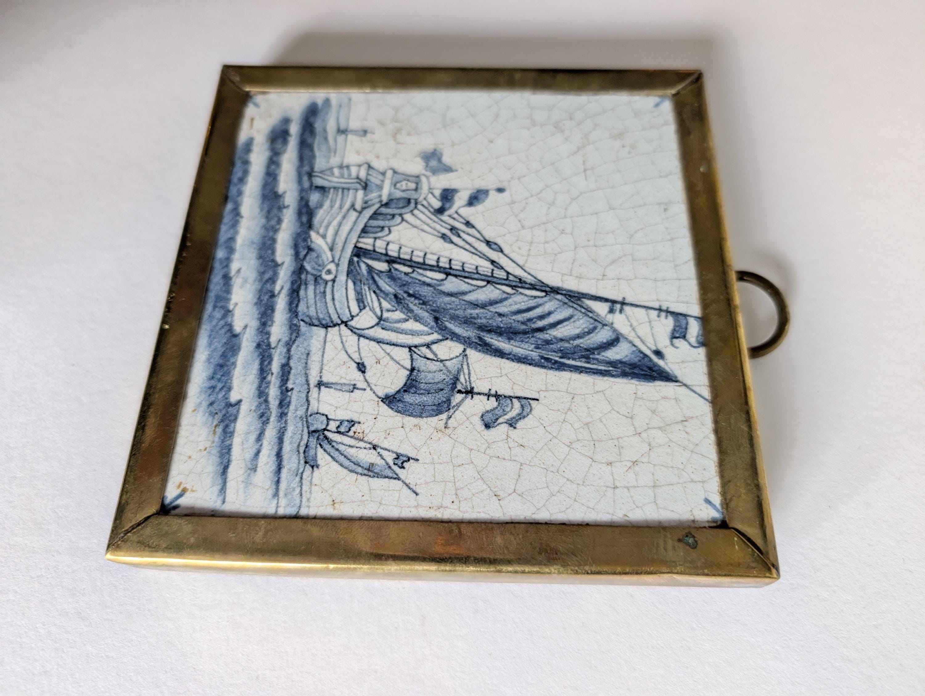 Delft Sailing Ship Tile: Blue and White Ceramic Wall Art - Etsy