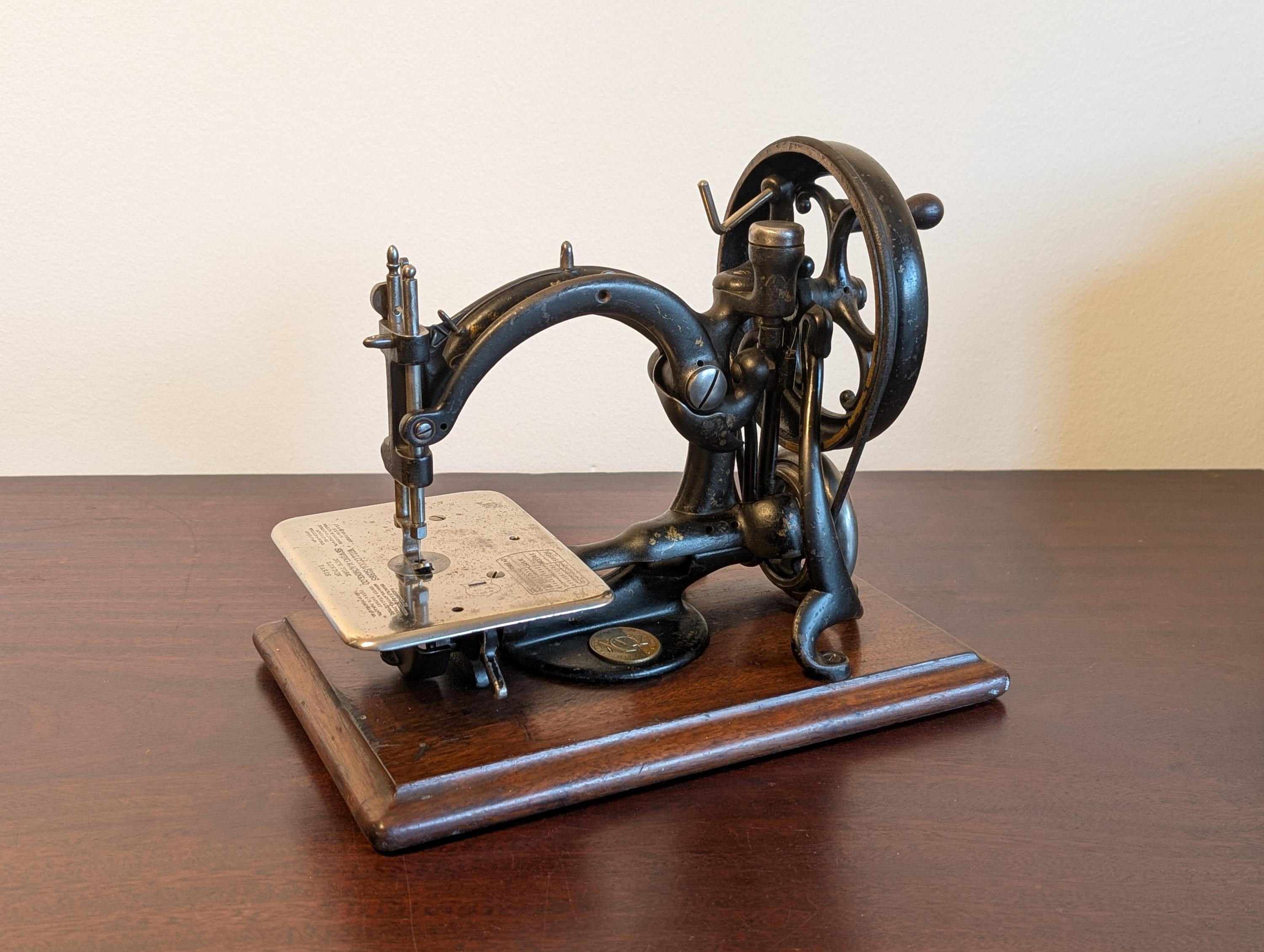 1888 Willcox & Gibbs Antique Hand Crank Sewing Machine Cast Iron