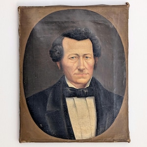 Retrato antigo de um cavalheiro, óleo sobre tela do século XIX, pintura original antiga