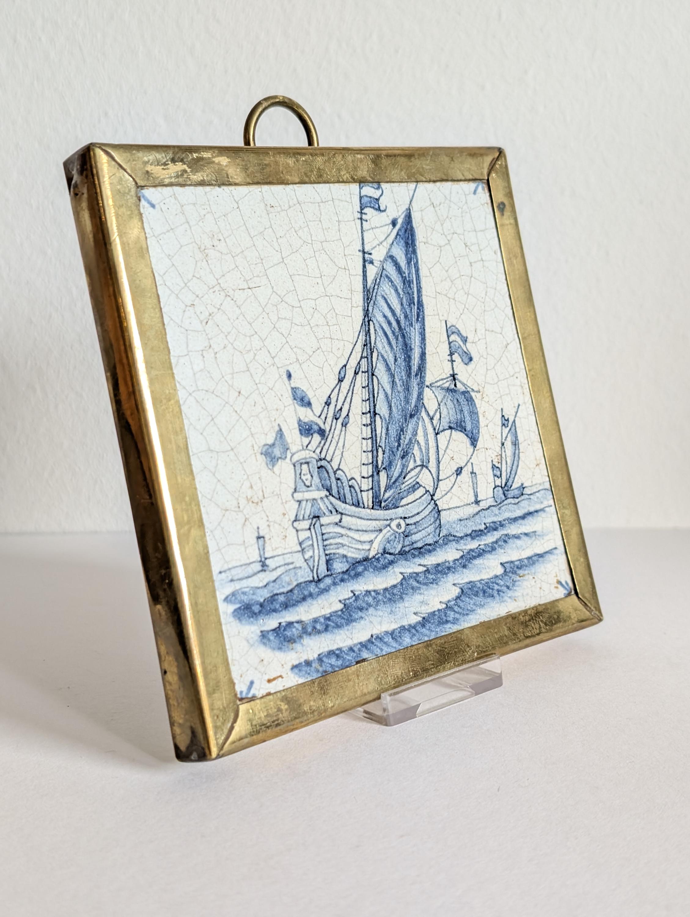 Delft Sailing Ship Tile: Blue and White Ceramic Wall Art - Etsy