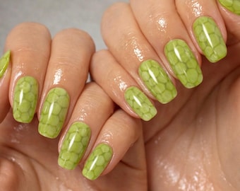 Unhas postiças Mosaico Esmeralda | 10 unidades | Tamanho: Médio