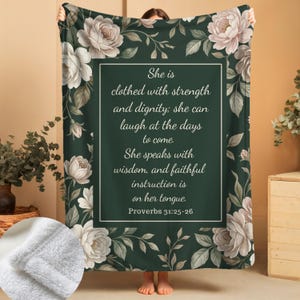 personalized bible verse blanket, proverbs 31 gift, christian blanket for women, faith throw blanket, scripture blanket gift, prayer blanket cozy