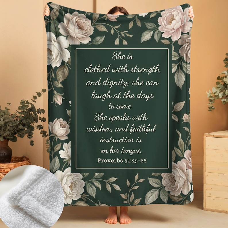 personalized bible verse blanket, proverbs 31 gift, christian blanket for women, faith throw blanket, scripture blanket gift, prayer blanket cozy