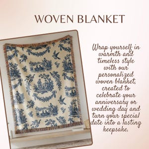 Classic French country woven blanket with cherubs and pastoral design, elegant heirloom style living room decor.