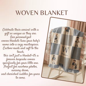 May include: A woven blanket featuring a checkered pattern with alternating blue polka dot and striped squares. The blanket displays illustrations of teddy bears in various sports outfits and a central square with the letter W and the name William.