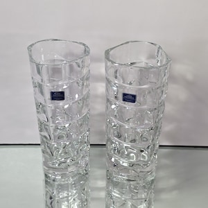 Vintage French Crystal Chantelle Bud Vases (Pair) | Lady Victoria Triangular Cut