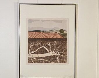 Grabado de Deborah Skinner de 1976: Chiltern Hills, edición limitada (11/50).