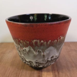 MCM Fat Lava Planter | Red Black Drip Glaze | Made in Germany