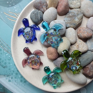 Caretta, Glass art, Miniature Animal, Gift To Children, Aquarium Decoration, Turtle Ornaments, Table Decoration, Marine Life