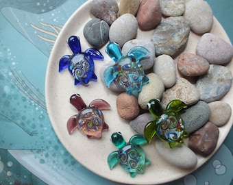 Caretta, Glass art, Miniature Animal, Gift To Children, Aquarium Decoration, Turtle Ornaments, Table Decoration, Marine Life