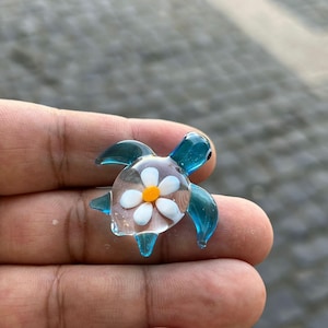 Glass Turtle Ornament: Miniature Caretta Art, Aquarium Decor