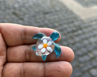 Adorno de tortuga de cristal: Arte de Caretta en miniatura, decoración de acuario