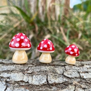 Red Mushroom Sculpture,Handmade Figurine, Forest,Christmas Gift, Best Seller, Glass Mushroom Figurine, Hand Blown Mushroom Figurine