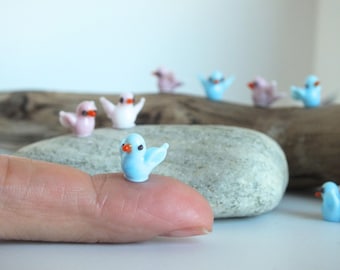 glass bird figurines, hand blown birds, murano glass birds, bird ornaments, lampwork bird,tabletop miniatures,small glass figurine