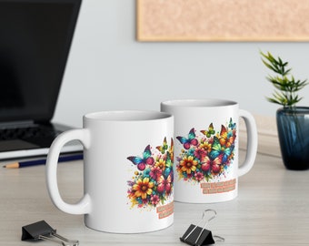 Mugs for friend, perfect gift friends, Butterfly Coffee Mug, Flowers and Butterflies, Butterfly Gifts for Gay, Butterflies Coffee Mug