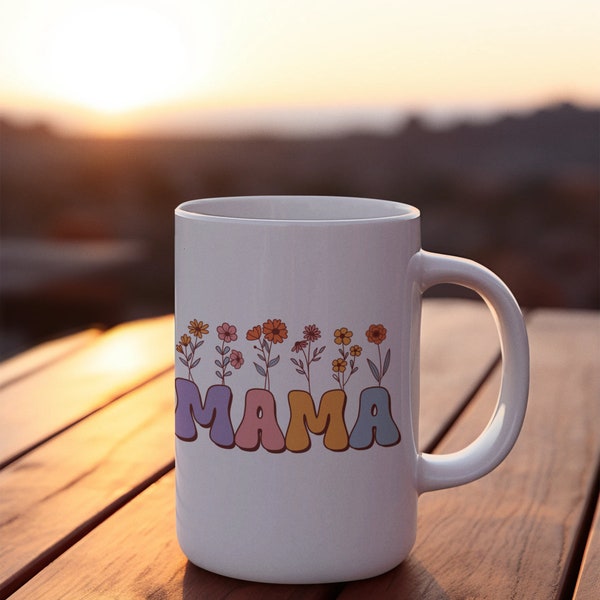 Flower Mama Mug, Personalized Mama Gift, Mothers Day Mug, Flowers Mom Gift, Plan Lover Cup, Mom Birthday Gift, Moms Garden Mug, Giftful mug