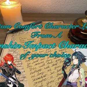 Carta de consuelo escrita a mano de un personaje de Genshin Impact de tu elección