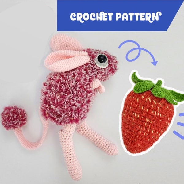 GERBE AUX FRAISES DE TWINKLE | Motif amigurumi réversible pour devenir fraise, motif au crochet gerboise