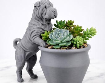 Shar Pei Planter | 3D Printed Succulent Pot | Dog Lover Gift | Decorative Sculpture | Pet Memorial