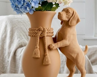 Beagle Vase | Dog Lover Gift| Coastal Decor| Farmhouse Centerpiece | Puppy Sculpture| Floral Home Accent | Unique Present