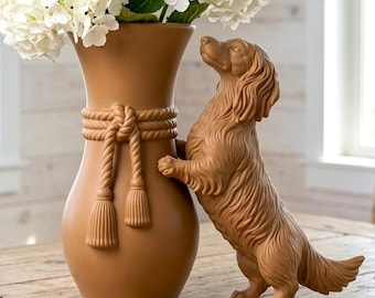 Long Haired Dachshund Vase | 3D Printed |Dog Lover Decor| Elegant Home | Unique Decor| Decorative Flower
