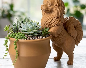 Tibetan Spaniel Planter  | Dog Succulent Pot| 3D Printed Flower Pot| Indoor Plant|  Pet memorial gift
