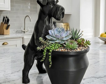 Schnauzer Planter Pot  | 3D Printed Dog  Succulent Holder|  Puppy Plant Holder