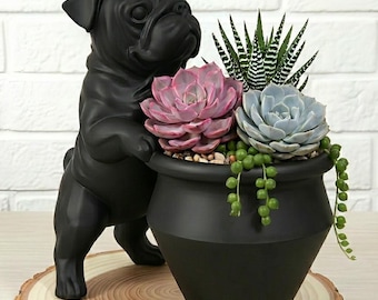 Pug Planter | 3D Printed Succulent Pot |  Adorable Dog Plant Holder | Dog Lover Gift