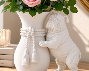 English Bulldog Vase | 3D Printed |Dog Lover Decor| Elegant Home | Unique Decor|  Decorative Flower