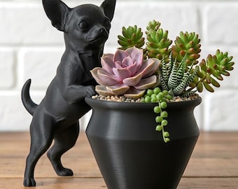 Adorable 3D Printed Chihuahua Planter Succulent Pot | Dog Lover Gift | Puppy Plant Holder