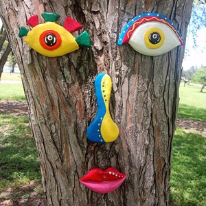 Tree Faces Garden Decor -Tree Face Whimsical- Yard Decor- Decor Sculpture Ornament- Unique Garden Art- Birthday Gift- Garden decoration