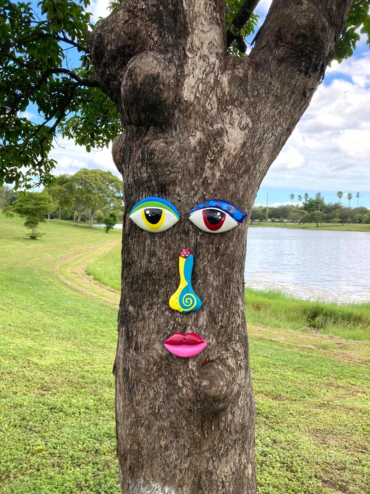 Whimsical Tree Face Sculpture – Colorful Garden Art Decor - Etsy