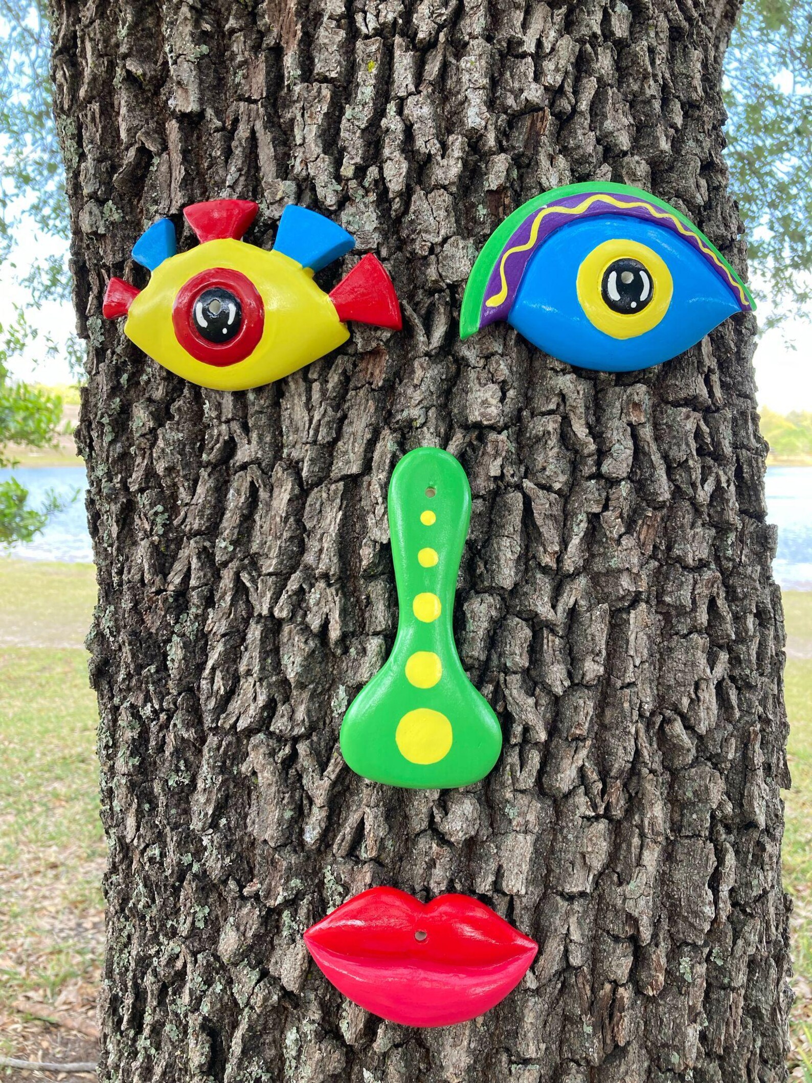 Tree Faces Garden Decor -tree Face Whimsical- Garden Decoration- Decor ...
